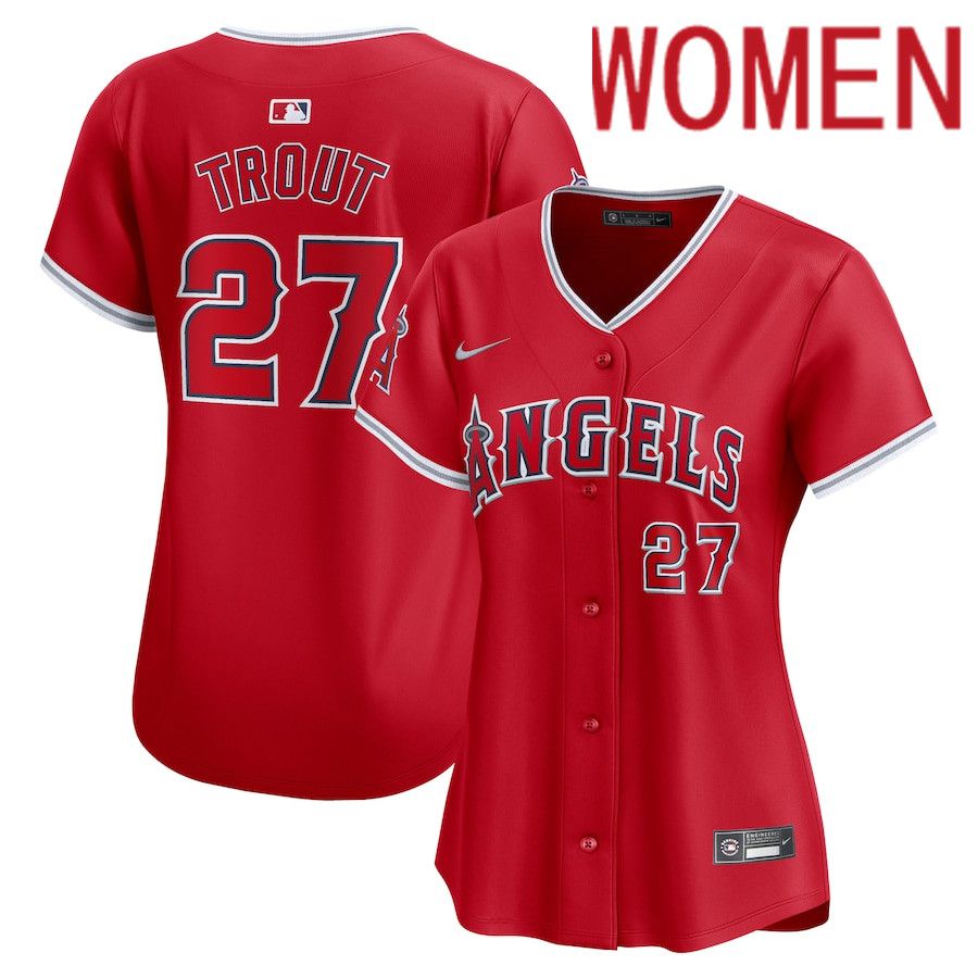 Women Los Angeles Angels #27 Mike Trout Nike Red Alternate Limited Player MLB Jersey->women mlb jersey->Women Jersey